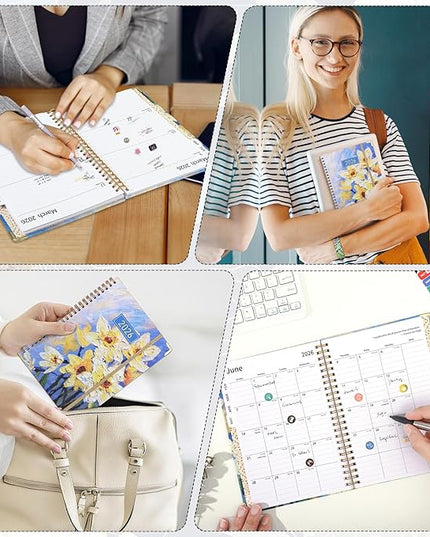 2026 Planner, Weekly and Monthly Planner, January 2026 - December 2026, Calendar Planner A5 (6.5" x 8.5") with Tabs, Inner Pocket for Home School Office Supplies, Yellow Flower