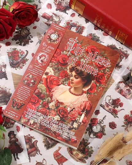 Auguro Vintage Ephemera Sticker 24 Sheets precut 300 washi Stickers Paper Journal Stickers for Adults People Scrapbook Stickers Scrapbooking Supplies