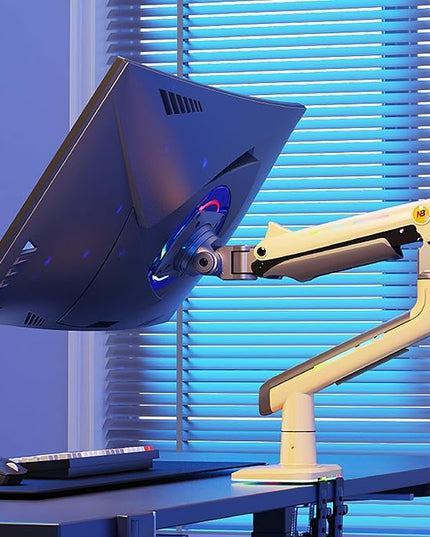 NB Gaming Monitor Arm or for 32 to 60 Inches Screen, Load up to 20 kg, VESA 75/100, RGB-Light, Heavy Duty, Multi Angle Adjustable, Premium Aluminum, Yellow