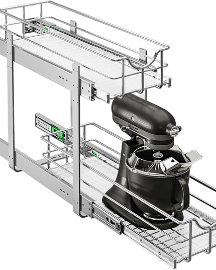 WelFurGeer 2-Tier Kitchen Cabinet Pullout Shelf and Drawer Organizer, Soft Close Pantry Pull Out Shelves, Heavy Duty Pull Out Cabinet Organizer with Shelf Liner for Kitchen Cabinets, Pantry Storage