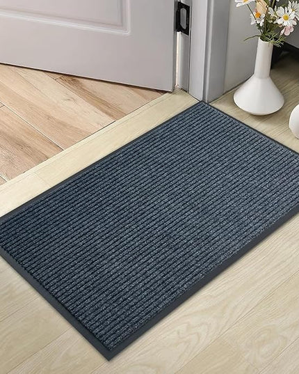 Front Door Mat,2'x4'Indoor Outdoor Door Mat,Heavy Duty Durable Welcome,Commercial Floor Mats Inside Outside Entrance, Waterproof All-Season, All-Weather Non Slip Backing Doormat for Entryway,Dark Gray