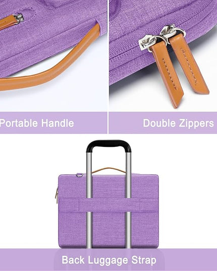 MOSISO 360 Protective Laptop Shoulder Bag,13-13.3 inch Computer Bag Compatible with MacBook, HP, Dell, Lenovo, Asus Notebook,Side Open Messenger Bag with 4 Zipper Pockets&Handle, Lilac