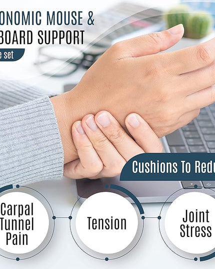 EXPOROX-Wrist Rest Pads-Ergonomic Mouse and Keyboard Support-Tension.Adjustable Fit with Padded Comfort.
