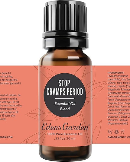 Edens Garden Stop Cramps Period Essential Oil Blend- 100% Pure Premium Grade, Undiluted, Natural, Therapeutic, Aromatherapy, The Best for Diffusing, Skin, Humidifiers, Hair 10 ml (.33 fl oz)