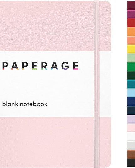 PAPERAGE Blank Journal Notebook, (Blush), 160 Pages, Medium 5.6 in x 8 in - 100 GSM Thick Paper – Hardcover Journaling Notebook for Work, School, Note Taking or Sketching