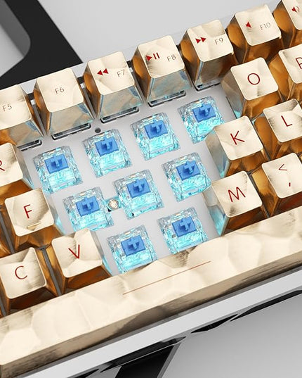 Zhouwang Crystal Blue Click Switch 70Pcs,Kailh Box Click Switch 2pcs,Dustproof and Waterproof,Suitable for Gaming Mechanical Keyboard (72Pcs)