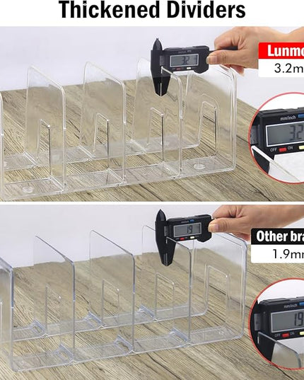 Clear Desktop Book Organizer, Creative Book Stand, Divider Bookshelf for Home School and Office, Non-Acrylic Stand Bookshelves (4 Sections), Transparent, Pack of 2