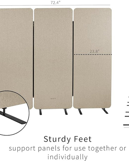 VIVO Freestanding 72 x 66 inch Privacy Panel, Cubicle Divider, Acoustic Wall Partition, x3 24 inch Panels, Beige, PP-3-T072BE