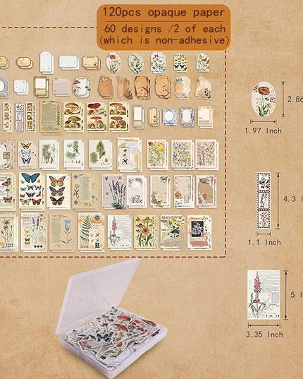 200Pcs Vintage Scrapbook Stickers, Aesthetic Junk Journal Stamping Supplies Kit, Scrapbooking Ephemera Washi Paper for Bullet Journaling Planners Diary Collage