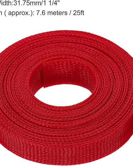 uxcell Expandable Sleeving, 1 1/4-inch 25ft Cable Sleeve, Red