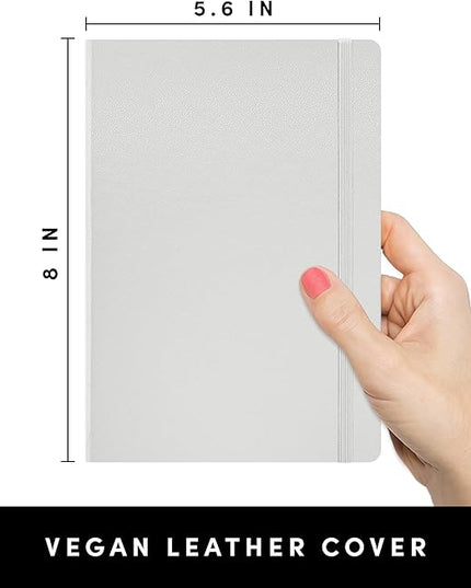 PAPERAGE Lined Journal Notebook, (Light Grey), 160 Pages, Medium 5.6 in x 8 in - 100 GSM Thick Paper – Hardcover Journaling Notebook for Work, School & Note Taking
