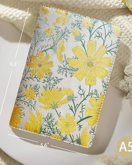 ipoul Floral Notebook, Journal for women, A5, Hardcover, 6x8, Ruled Pages, Lay Flat, Pretty, Daisy Notebook, Yellow, Reading Journal, Writing Notebook, Personal Journal