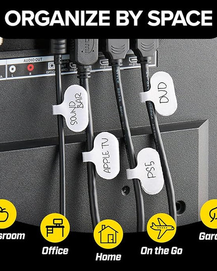 Cable Labels by Wrap-It Storage, Regular, White (36 Pack) - Write On Cord Labels, Wire Labels, Cable Tags and Wire Tags for Cable Management and Electronics, Computers. Great Stocking Stuffer