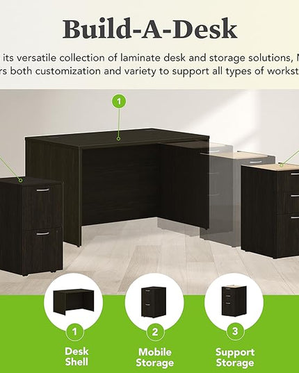 HON MOD Executive Desk 48-Inch Large Computer Desk Shell, Thick Wooden Laminate, Modern Table with Cord Management, 48'W x 30'D x 29'H, Java Oak