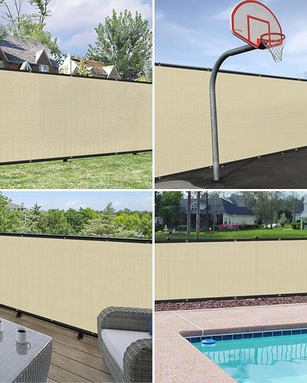 Windscreen4less Privacy Fence Screen Heavy Duty Windscreen Fencing Mesh Fabric Shade Net Cover with Brass Grommtes for Outdoor Wall Garden Yard Pool Deck, 6'x38' Beige