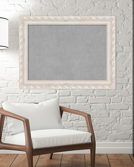 Amanti Art White Framed Magnetic Board 26x34 Medium Vision Board for use with Magnets, 100% Metal Sheet to Display Items as Office Decor or for Home Organization in mudroom, Kitchen or Kids Room