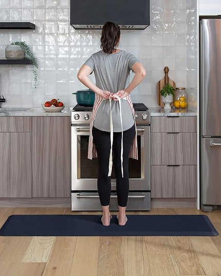 GelPro Anti Fatigue Nonslip Mat: Hard Floor Utility Mats for Garage, Patio and Kitchen - 20" x 72" x .5" - Leather Grain Navy
