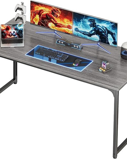 PRAISUN 54 X 24 Inch Computer Desk with Deeper Desktop, Gaming Office Writing Work Desk for Home Office, Study, Bedroom, Work from Home, Metal Frame, Grey
