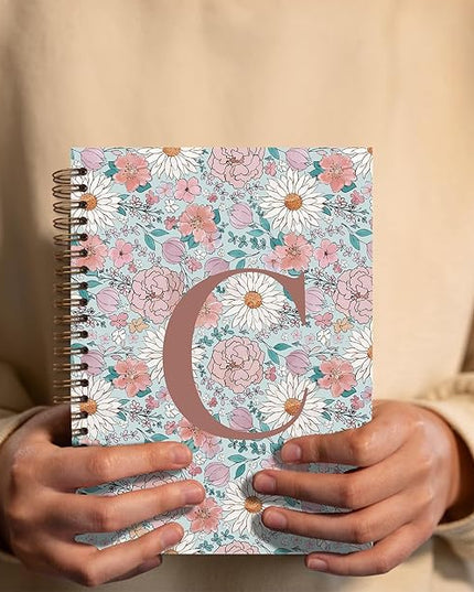 Vintage Floral Personalized Notebook, Initial Letter C Notebook Journal ,Vintage Flower Notebook for Work School Office Supplies,,Monogrammed Notebook for Women Teen Girl,Back to School Supplies 5.5 x 8.3