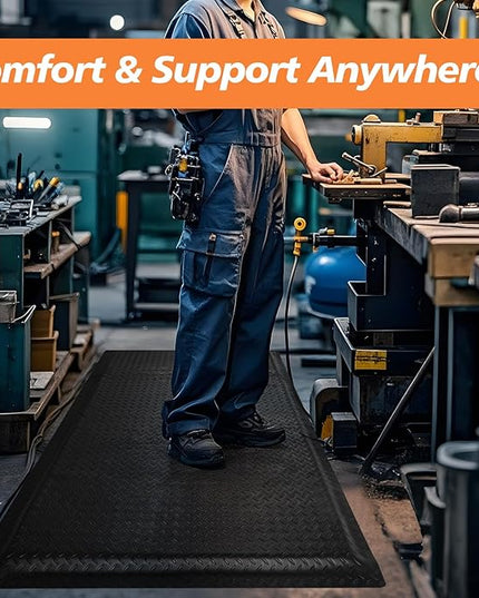 Anti Fatigue Mats Industrial 3' x 7' 15/16" Thick Ergonomic Standing Mat Commercial Kitchen Mat Heavy Duty Diamond Plate Cushioned Shop Floor Mats Helps Relieve Back and Leg Soreness