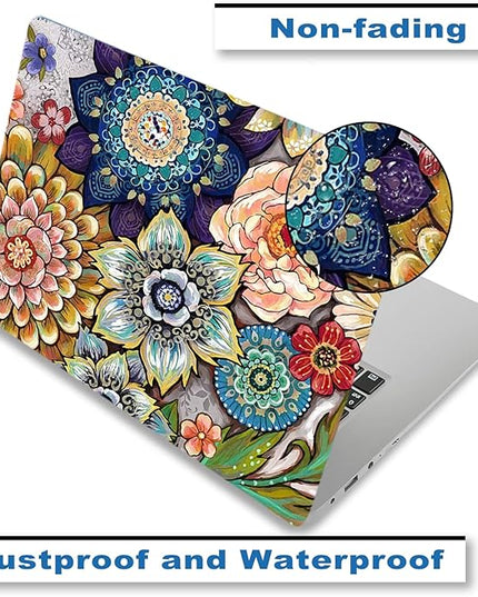 Laptop Skin Sticker Decal,12" 13" 13.3" 14" 15" 15.4" 15.6 inch Laptop Vinyl Skin Sticker Cover Art Protector Notebook PC (2 Wrist Pad Skins Included), Decorative Waterproof Removable, Colorful Flower