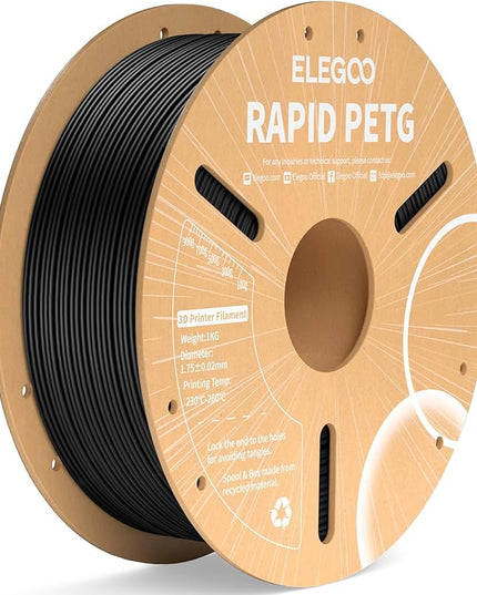 ELEGOO Rapid PETG Filament 1.75mm Black 1KG, High Speed 600mm/s 3D Printer Filament Dimensional Accuracy +/- 0.02 mm, 1kg Cardboard Spool(2.2lbs) Fits for Most FDM 3D Printers