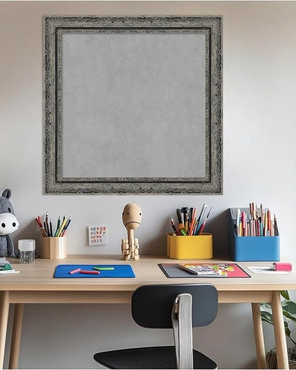 Amanti Art Black Framed Magnetic Board 24x24 Medium Vision Board for use with Magnets, 100% Metal Sheet to Display Items as Office Decor or for Home Organization in mudroom, Kitchen or Kids Room