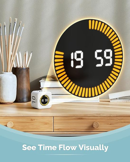 KADAMS Pomodoro Cube Timer Productivity Visual Timer - 5/10/25/50 Min Rotating Countdown, Customize Countup Silent Mode- for Work Study Cook Workout Kitchen Back to School Classroom (White, 2 Pack)