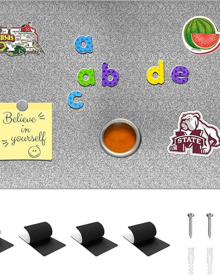 Magnetic Board,17.1" x 11.8" Magnet Display,for Magnets and Bulletin Board,Suitable for Wall, Refrigerator, Compartment, Cabinet etc,Comes with Dual Lock Tape for Easy Hanging (silver1