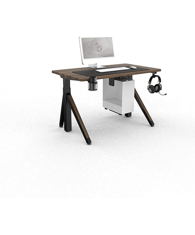 DEZCTOP Revon Pro Electric Standing Desk, 47.2" x 27.6" Large Work Surface, Height Adjustable (27.6"-47.2"), Sturdy Keel Frame, with Magnetic Modular System, Anti-Collision, Walnut for Home Office