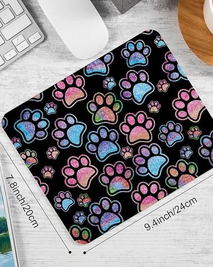 Dog Paw Square Mouse Pad,Non-Slip Rubber Base Mouse Pad,Home Office Decoration Desktop Accessory, Laptop Mouse Pad for Office Laptops,9.4x7.8x0.12in 2
