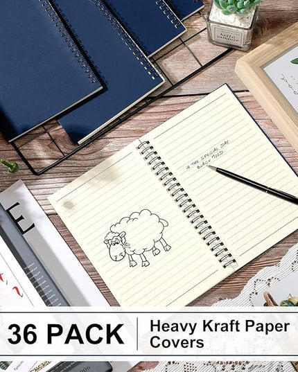 Yahenda Spiral Notebook Bulk A5 Journal Lined 8.3'' x 5.5'' Writing Composition Paper Small Notepad Subject Notebook for Students Office Business Back to School Supplies(Deep Blue,36 Pcs)