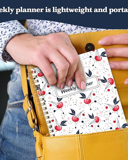 Undated Weekly Planner- Weekly Goals Notebook, A5 To Do List Planner, Habit Tracker Journal with Spiral Binding（Flower-1）