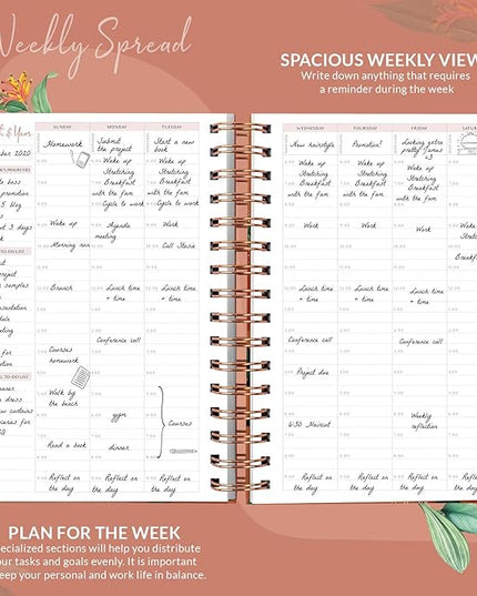 PLANBERRY Hourly Schedule Planner Premium – Undated Weekly Organizer with Time Slots & Monthly Budget – Time Management, Goal Setting, to-Do List & Habit Tracker –6.9″x8.5″(African Terracotta)