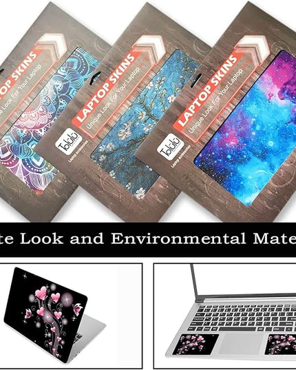 Laptop Skin Sticker Decal,12" 13" 13.3" 14" 15" 15.4" 15.6 inch Laptop Vinyl Skin Sticker Cover Art Protector Notebook PC (2 Wrist Pad Skins Included), Decorative Waterproof Removable, Pink Hearts