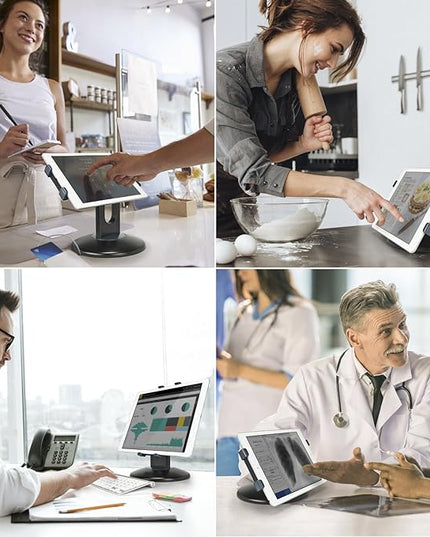 EHO Tablet Kiosk Stand, 360° Rotating Commercial Tablet Stand, Retail Kiosk, 6"-13" (Screens) Adapter Universal Holder for iPad, Air, Mini, Microsoft Surface, Most Tablets - Black