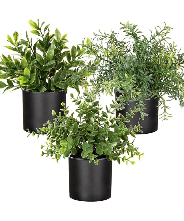 3 Pack Small Fake Plants for Shelf Decor Accents with Plastic Pot Artificial Potted Plants for Rustic Farmhouse Decor Faux Plants Indoor Fake Potted Plants Artificial for Home Office Bookshelf Decor