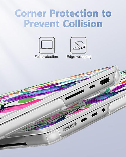May Chen Case for MacBook Pro 14 inch, A2442 A2779 A2918 A2992 A3401 A3185 A3112 A3434, M1 M2 M3 M4 M5 Chip (2021-2025 Release), Plastic Hard Shell Case with Keyboard Cover, Bright Colorful Flowers
