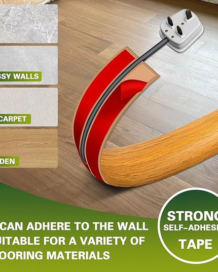Floor Cord Cover Cable Cavity Self Adhesive Hider - Electric Cord Covers for Living Rooms, Offices - Cable Cover Protector (Wood Brown, 1.18" x 10')