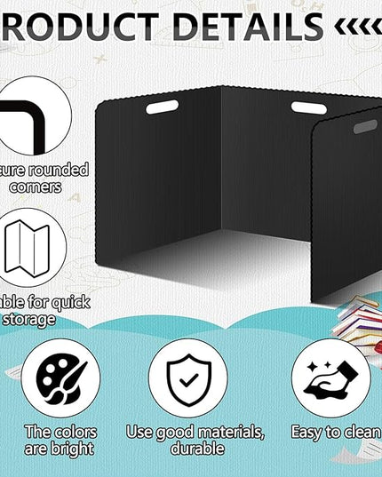 24 Pcs Desk Dividers for Students Plastic Durable and Waterproof Privacy Folders Shields Test Dividers with Classroom Privacy Boards for School Study Teacher Supplies (24pcs Black)