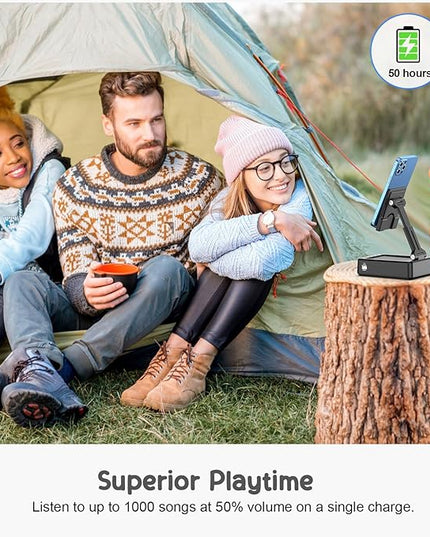 TechGlow Foldable Cellphone Stand with Bluetooth Speaker and Charging Function Birthday Gifts for Men Women Mother Father Boy Girl Teens Cool Tech Gadgets