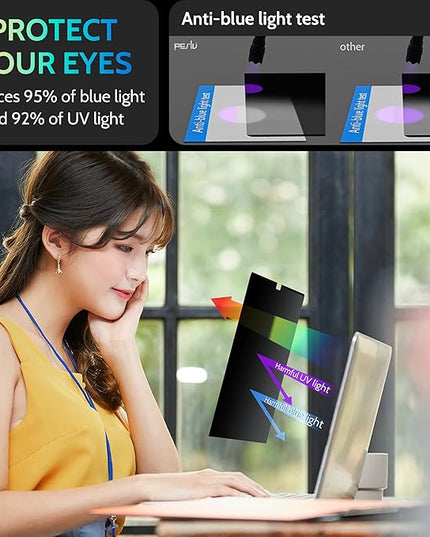 Peslv Magnetic Laptop Privacy Screen 14 inch for 16:9 Computer Monitor, 14" Removable Anti Glare Protector Blue Light Filter Shield Compatible with Lenovo Hp Dell Acer Asus Thinkpad Envy Xps