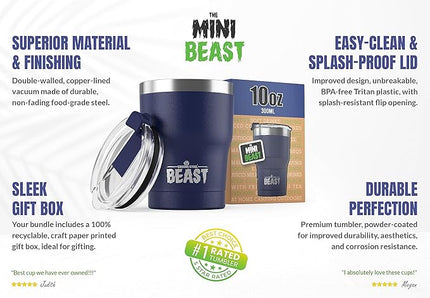 Beast 10 oz Tumbler Stainless Steel Vacuum Insulated Coffee Ice Cup Double Wall Travel Flask (Royal Blue)