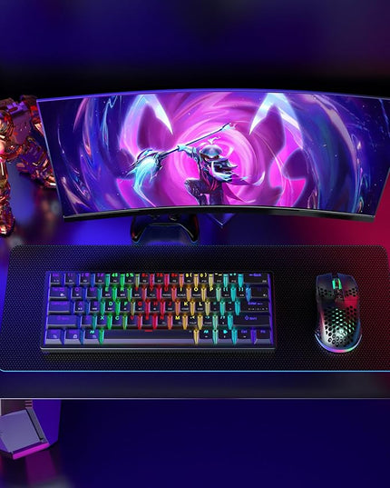 SOLAKAKA SM600 Honeycomb Shell Gaming Mouse Wireless,Tri-Modes BT5.1/2.4G Wireless/Type-C Wired Gamer Mouse with 2 Side Buttons, Macro Programmable and RGB Light for PC/Mac/Laptop,Black