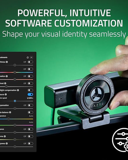 Razer Kiyo V2 Streaming Webcam: 4K 30 FPS, 1080p 60 FPS - AI Powered Auto-Framing - Built-in Microphone - Ultrawide Angle Lens - Privacy Cover - Works with OBS, Xsplit, Discord, Zoom, Teams - Black
