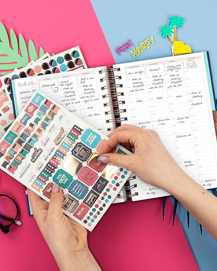 PLANBERRY Hourly Schedule Planner Premium – Undated Weekly Organizer with Time Slots & Monthly Budget – Time Management, Goal Setting, to-Do List & Habit Tracker –6.9″x8.5″(Rose Flamingo)