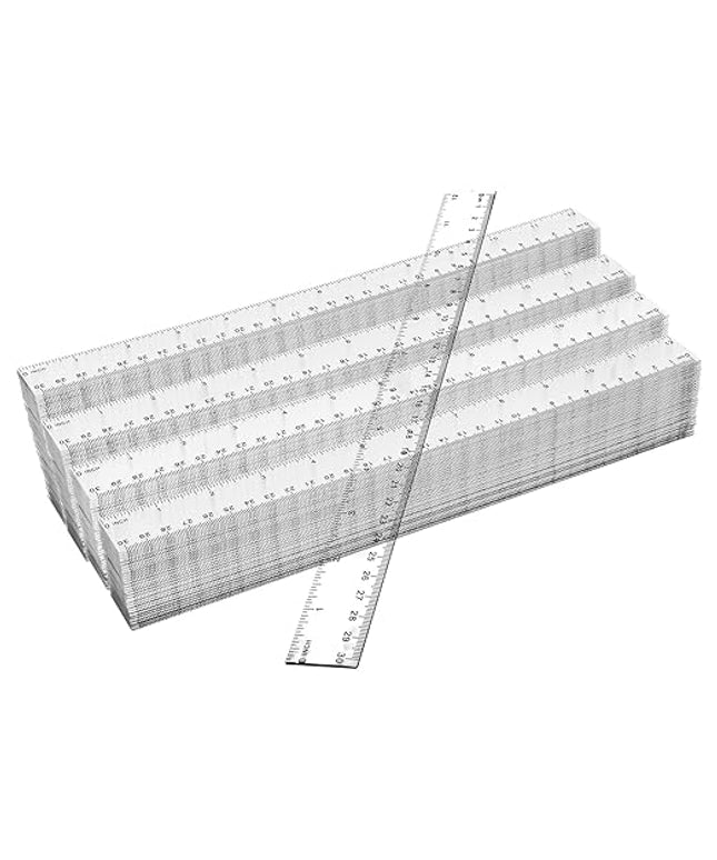 200 Pack 12 Inch Plastic Rulers Bulk, Clear Plastic Ruler, Transparent Ruler with Dual-Scale Measurement, Easy to Store, for Home, Office, Practical Use by KUKLIPJIM