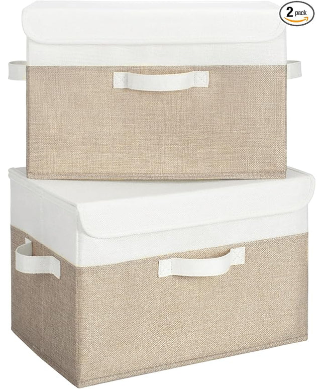 GRANNY SAYS Storage Bins with Lids, Decorative Storage Boxes, Clothes Stoarge Bins, Shelf Baskets, Closet Storage Bins for Clothing, Collapsible Storage and Organization, 2-Pack