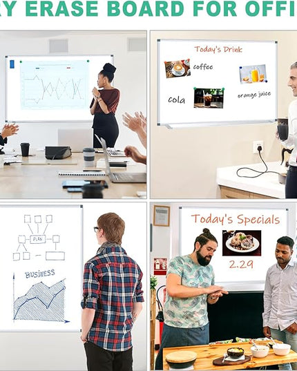 H-Qprobd 3' x 2' Whiteboard Dry Erase White Board for Wall 36x24 (3pcs) Magnetic Boards for Office Classroom & Home, Small Wall Whiteboard Including 6 Markers, 20 Magnets, 2 Erasers