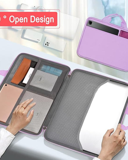 Hseok Laptop Case 13.3-14 inch Briefcase Handbag, Water-Resistant and Shockproof Computer Sleeve Compatible with MacBook Pro 14", Mac Air/Pro 13.3" and 13"-14" Notebooks Chromebooks,Purple